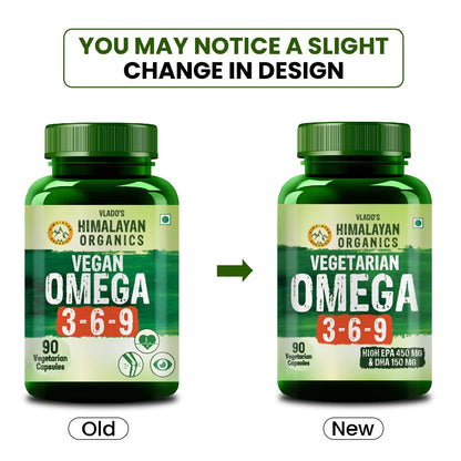 Vlado's Himalayan Organics Omega 3 6 9-2000mg/Serving I Vegetarian Omega 3 I Source from Flax Seed I Support Muscle,Bone,Heart & Skin - No Fish Burps Oil Used Capsules for Men & Women- 90 Capsules