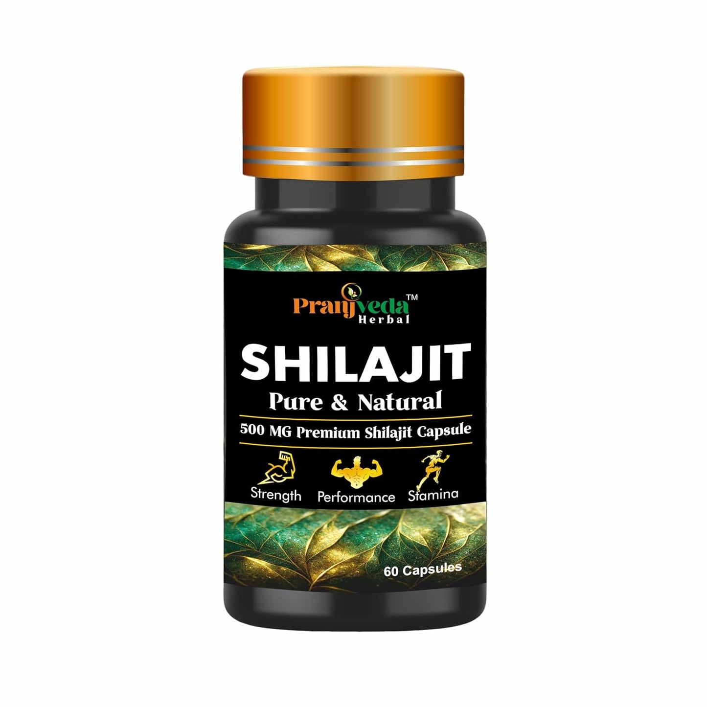 PRANJVEDA HERBAL Shilajit 60 Capsules Fulvic Acid Supplement, Natural Energy, Endurance Booster, Mineral-Rich Herbal Formula, Pack of 1