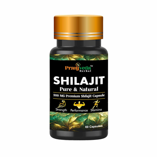 PRANJVEDA HERBAL Shilajit 60 Capsules Fulvic Acid Supplement, Natural Energy, Endurance Booster, Mineral-Rich Herbal Formula, Pack of 1