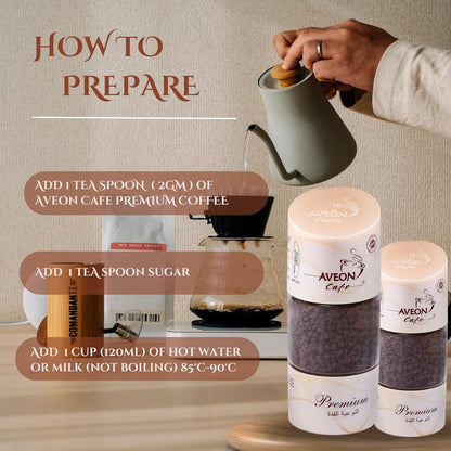 Aveon Cafe Premium Instant Coffee - 100g Jar | Finely Agglomerated Coffee Blend | Rich Aroma & Smooth Flavor | Crafted with 100% Arabica & Robusta | Instant Coffee Perfection
