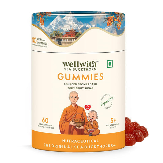 Wellwith Sea buckthorn Gummies for kids and adults, Vitamin C Rich, multivitamin supplement, Immunity (60 Gummies,Pack of 1)