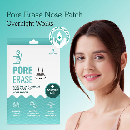 BAKE 2% Salicylic Acid Nose Strips for Pore Cleansing & Blackheads Removal | Hydrocolloid Nose Strips for Control Sebum Production