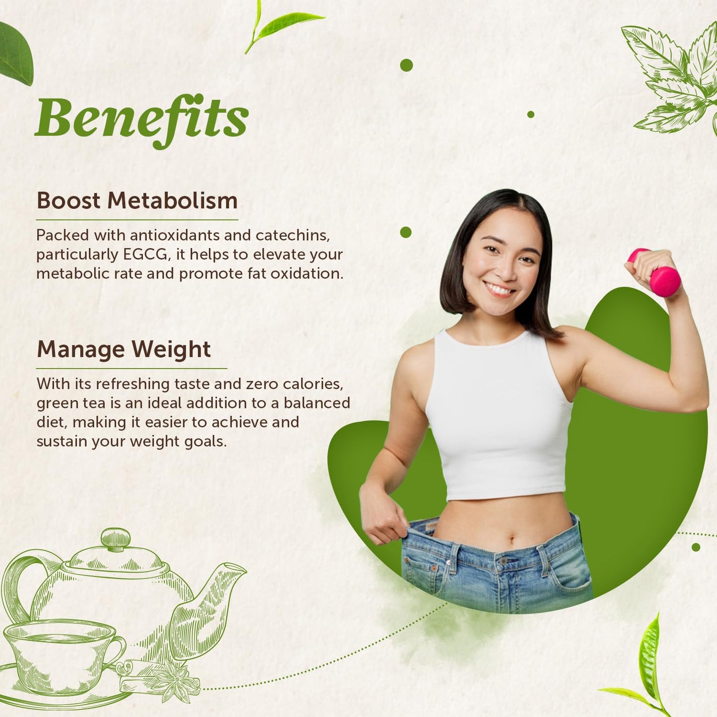 Neuherbs Green Tea (50g Pack of 1) For Weight Management & Boost Metabolism | 100% Clean & Natural Whole Leaves | Rich In Antioxidant | No Artificial Color & Flavor | Healthy & Refreshing