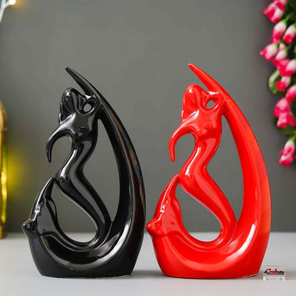 eCraftIndia Decorative Fish Girl Statues| Fish Angels Showpieces| Creative Mermaid Angel Fish Idols (Set of 2 Black Red)| Home Decor Items for Living Room Bedroom Hall Office Hotel| Gifts for Birthday
