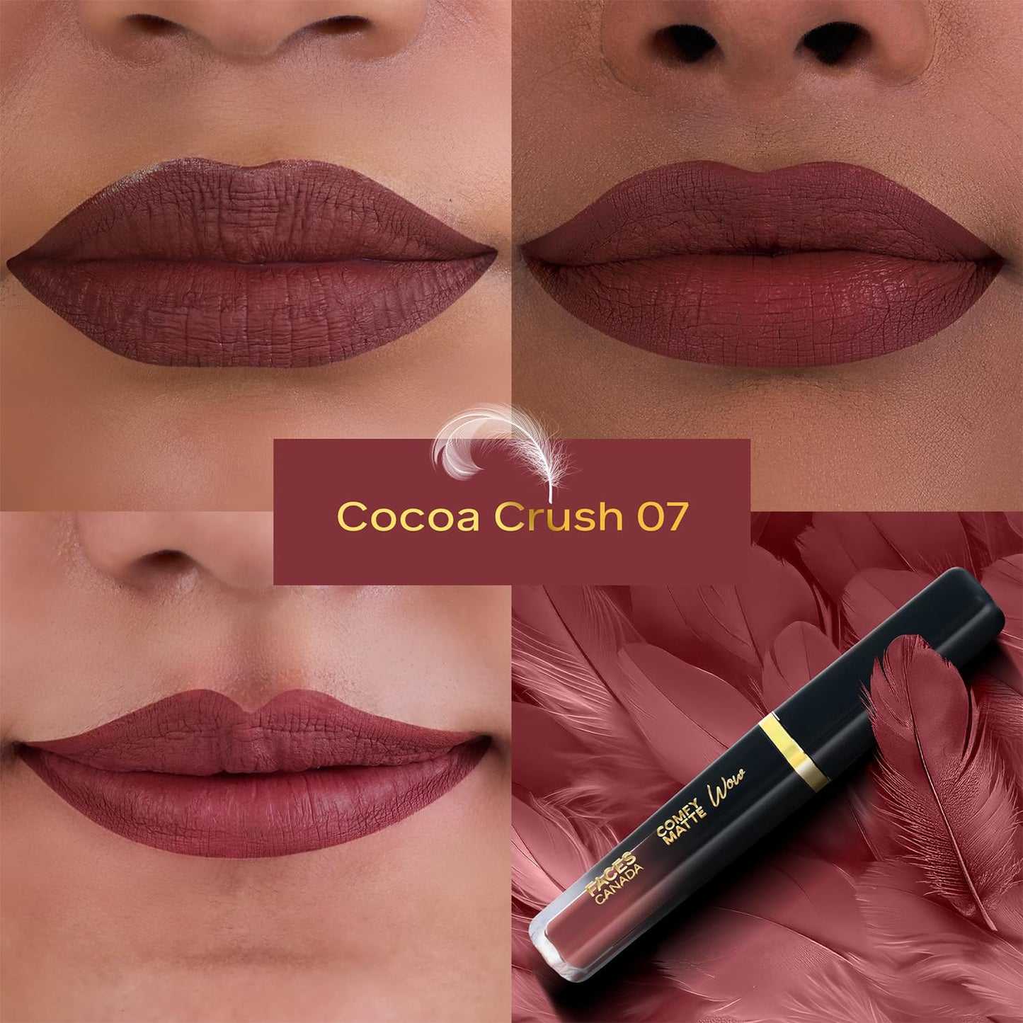 FACES CANADA Comfy Matte Wow Liquid Lipstick - Cocoa Crush 07 (Brown) 3.8ml | One Swipe Application | Highly Pigmented | Comfortable Wear | Glides Smoothly | Long Lasting | Transferproof