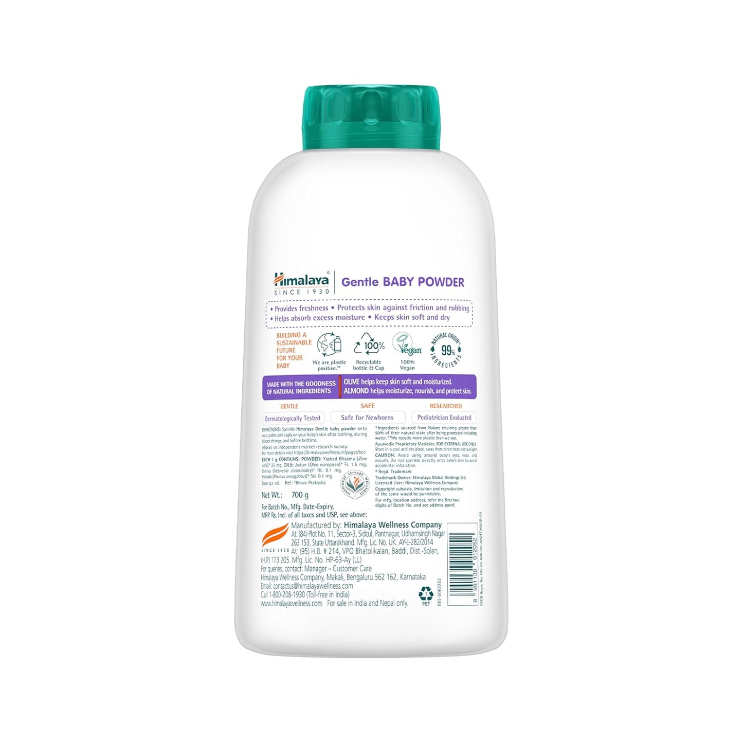 Himalaya Gentle Baby Powder 200g | Keeps baby's skin smooth & dry with natural goodness | Olive Oil, Almond Oil & Yashad Bhasma | No.1 Baby Powder Brand | No.1 Dr. Recommended | 99% NOI