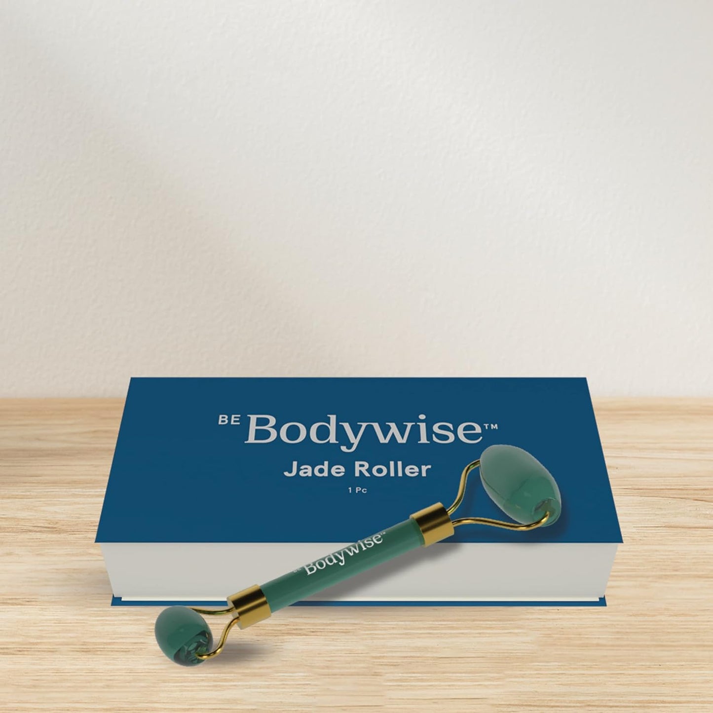 Be Bodywise Jade Roller Massager | 100% Natural Jade Face Roller | Tightens Skin, Reduces Wrinkles & Improves Blood Circulation | Best for Serum Application | Double Sided for Toning & Firming Face