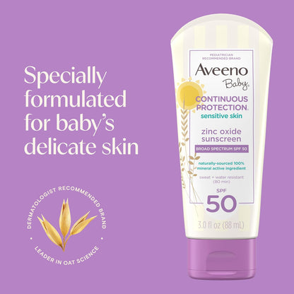 Aveeno Baby Continuous Protection Zinc Oxide Mineral Sunscreen Lotion for Sensitive Skin with, 88ml" )