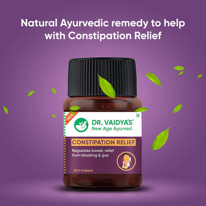 Dr. Vaidya's Constipation Relief Tablets | Improves Digestion & Regulates Bowel Movement | Sonamukhi, Haritaki & Sunth | (30 Tablets)