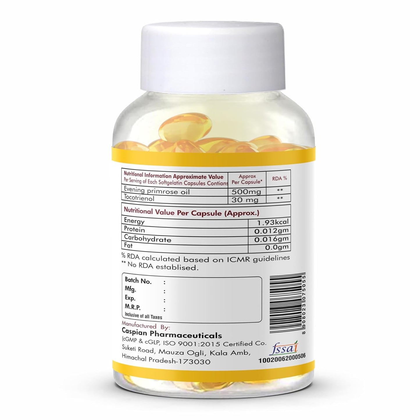 Fytika Epo 1000 Evening Primrose Oil and Tocotrienol Capsules | For Healthy and Acne free Skin | Supports Hormonal Balance in Women | Helpful in PMS & Menopause | Natural Oil Extract 60 Softgels Capsules