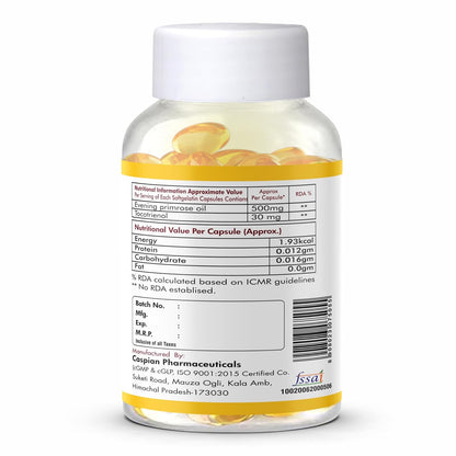 Fytika Epo 1000 Evening Primrose Oil and Tocotrienol Capsules | For Healthy and Acne free Skin | Supports Hormonal Balance in Women | Helpful in PMS & Menopause | Natural Oil Extract 60 Softgels Capsules