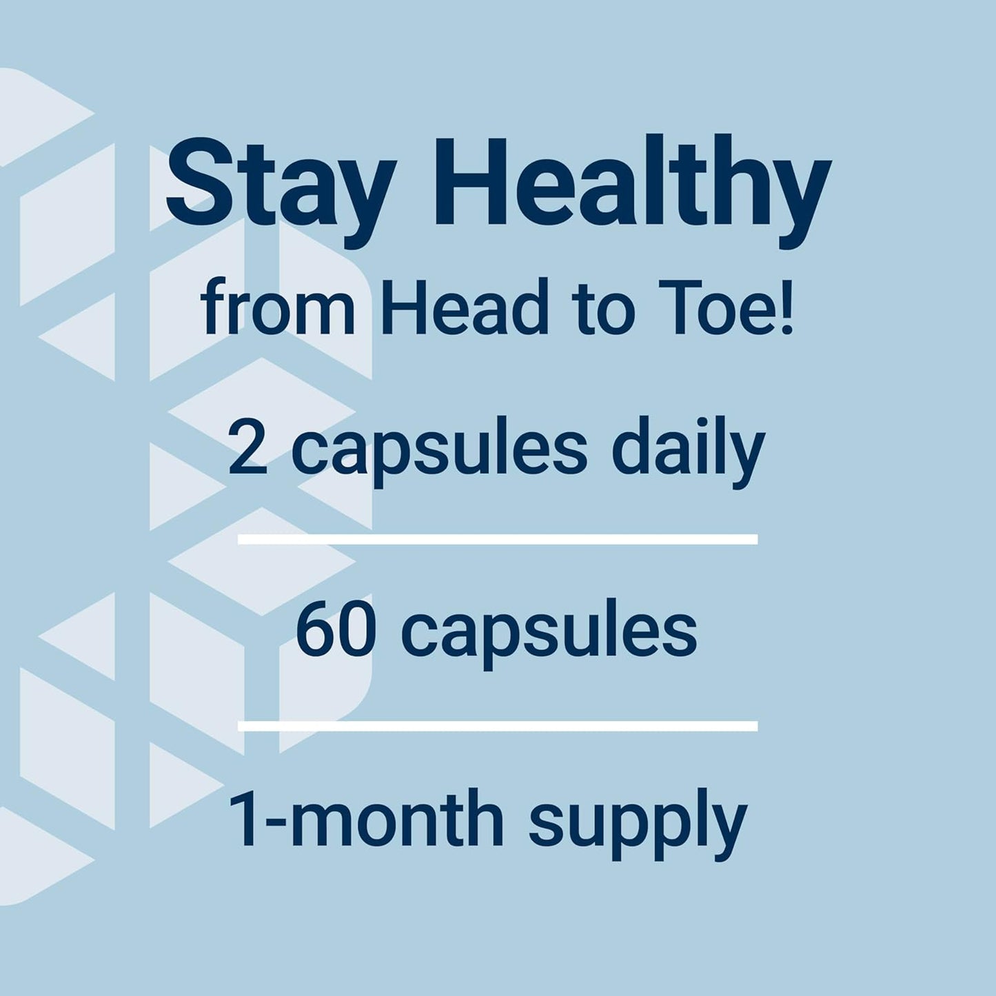 Health supplement advertisement with text on a blue background