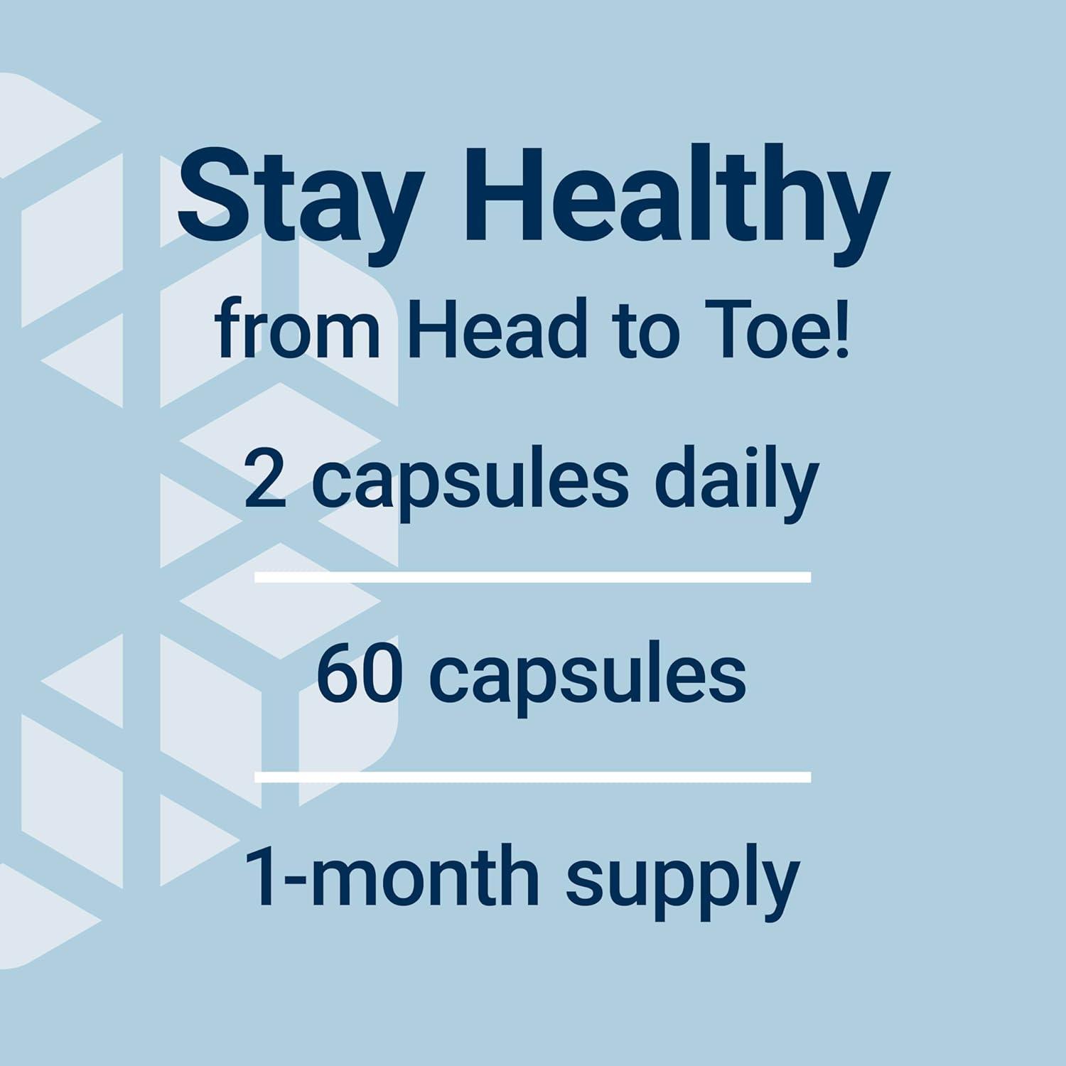 Health supplement advertisement with text on a blue background
