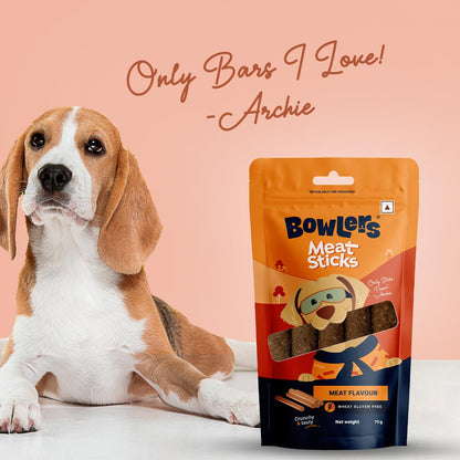Bowlers Dog Treats Meat Sticks| 70g | Good for Dental Hygiene | High on Protien|Low in Fat | Grain Free | Handmade Treats