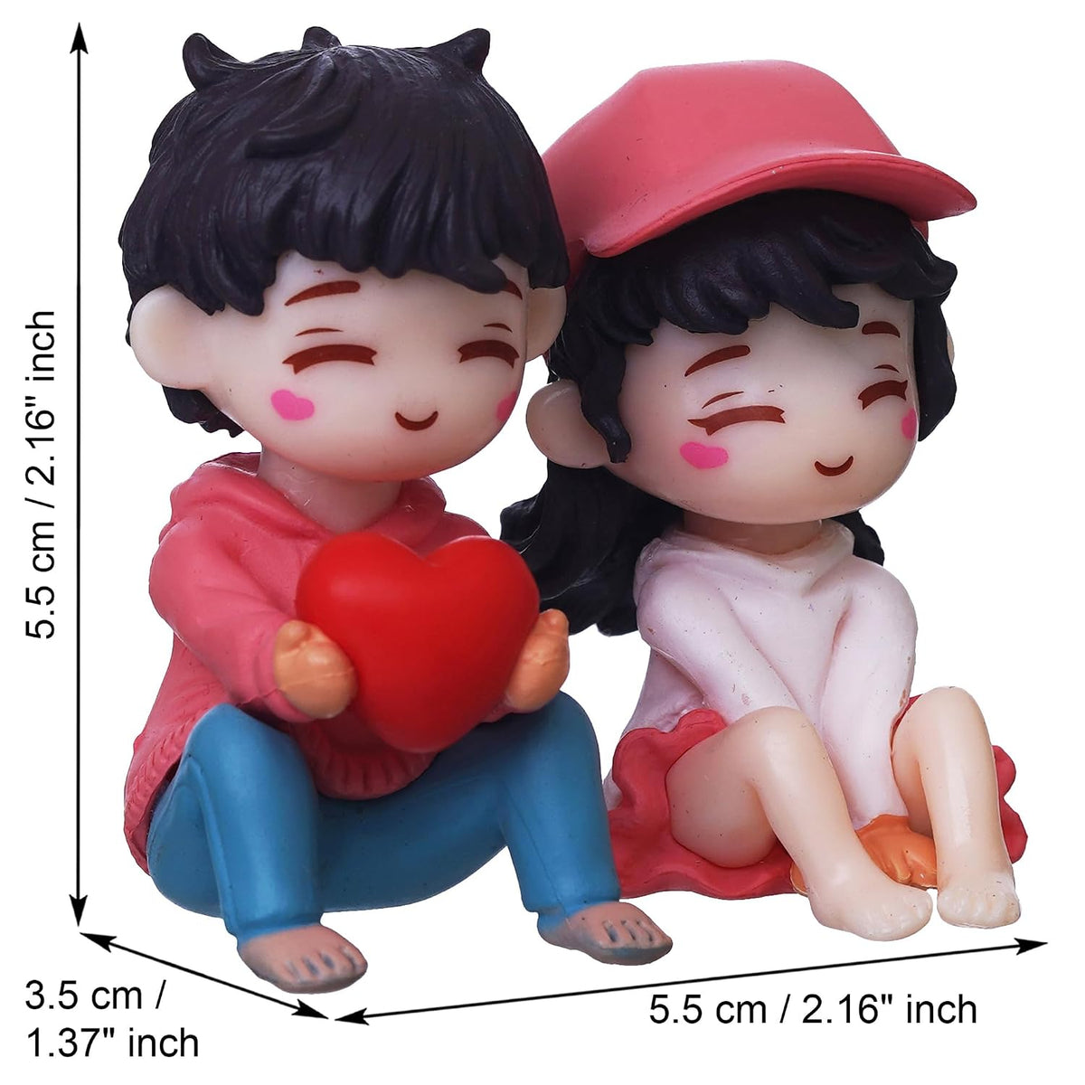 eCraftIndia Valentine Gift for Girlfriend Boyfriend Resin Miniature Cute Romantic Couple Statue Boy Giving Heart to Girl Showpiece Valentine Day Gift for Husband Wife Her Valentines Decoration Item
