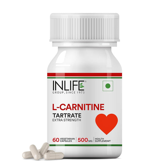 INLIFE L-Carnitine Tartrate Capsules 1000mg | Supports Muscle Health & Excercise Recovery | Supplement for Men Women - 60 Vegetarian Capsules (Pack of 1, 60)