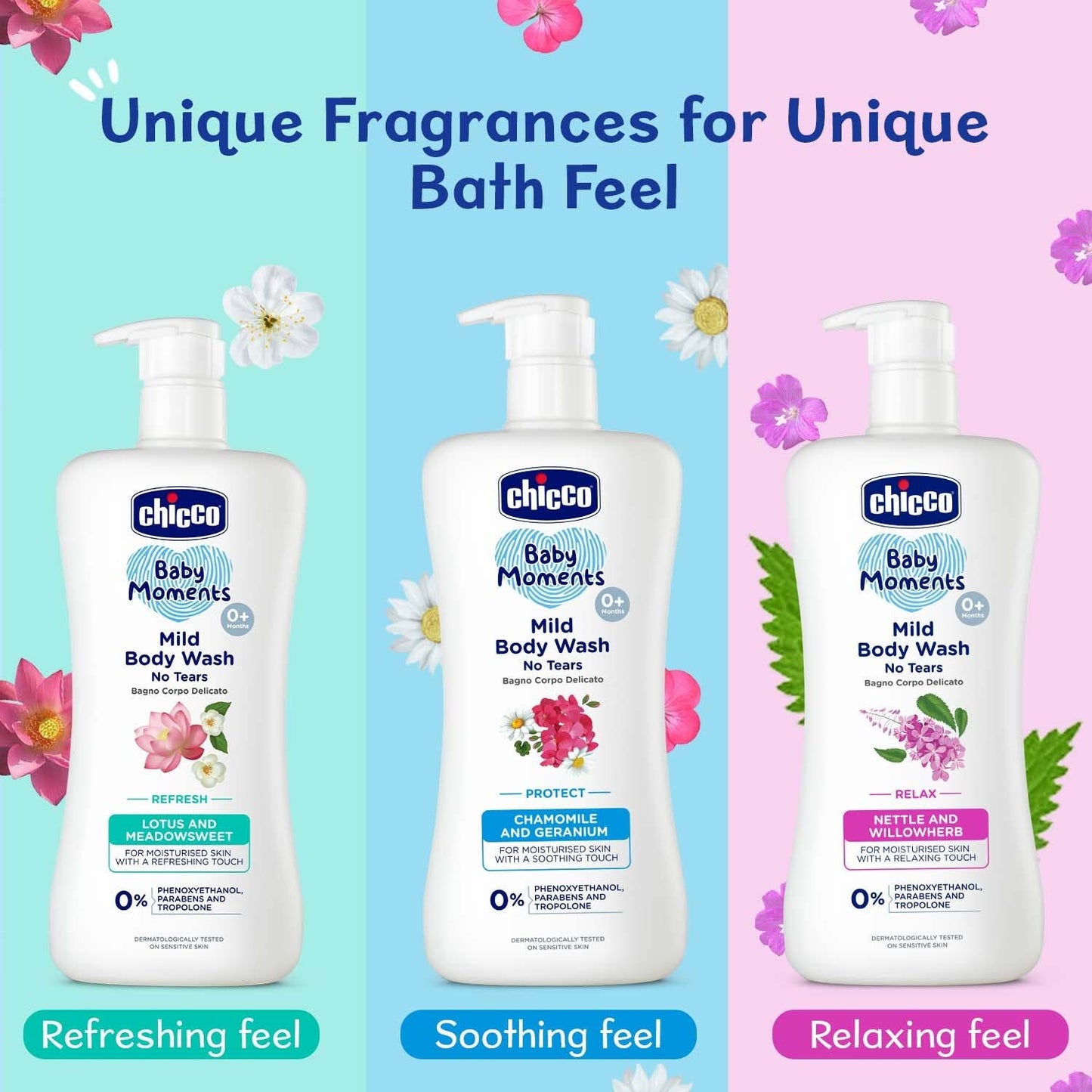 Chicco Baby Moments Mild Body Wash Relax, New Advanced Formula with Natural Ingredients, No Tears & Soap-Free, Mild formula for Baby’s Body & Face Wash, No Phenoxyethanol and Parabens (200ml)