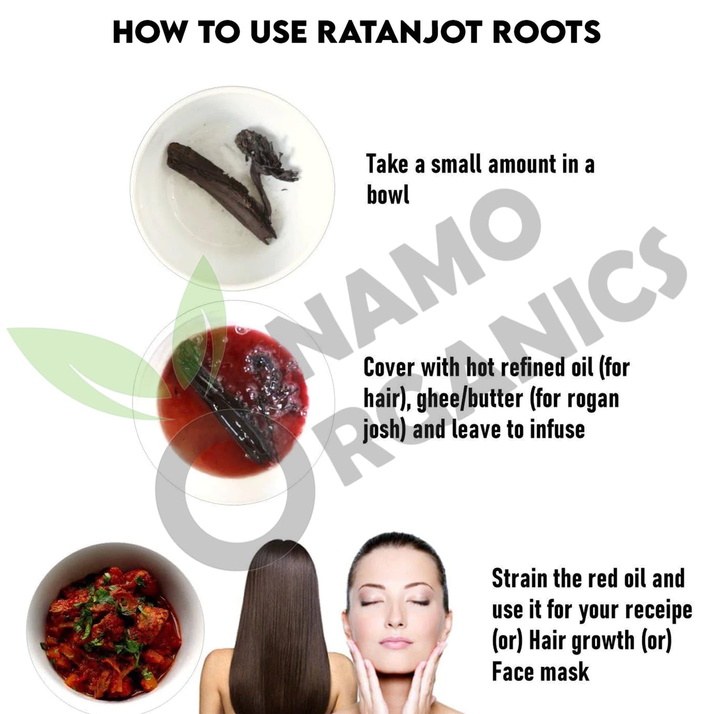 Namo Organics - Ratanjot Roots 100 Grams | Alkanet Root - Alkanna Tinctoria, Natural | Non GMO| No Added Preservatives and Additives