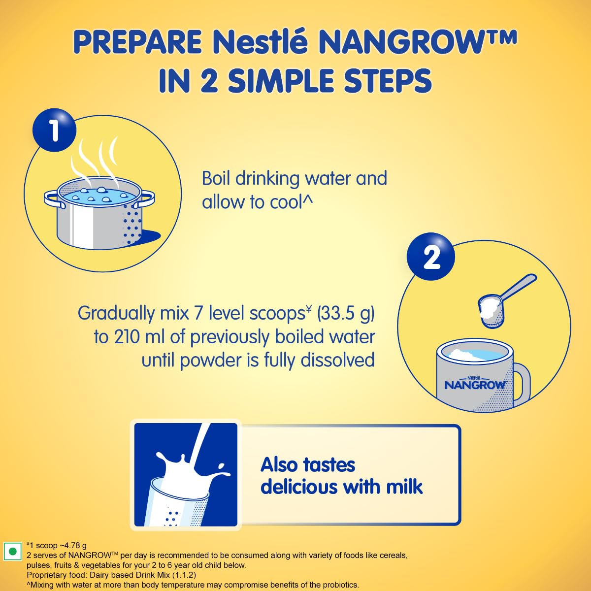 Nangrow Nutritious Milk Drink Powder For Growing Children Toddler Aged 2-6 Years | Contains DHA | Rich In Protein & Vital Nutrients | Creamy Vanilla Flavor, 400g, BIB Pack (Package May Vary)
