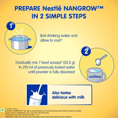 Nangrow Nutritious Milk Drink Powder For Growing Children Toddler Aged 2-6 Years | Contains DHA | Rich In Protein & Vital Nutrients | Creamy Vanilla Flavor, 400g, BIB Pack (Package May Vary)