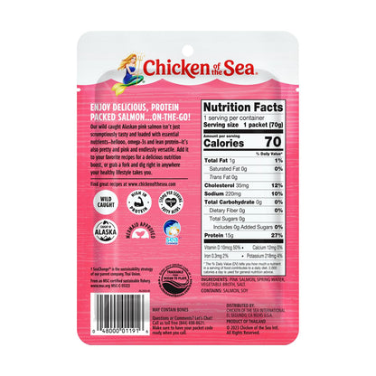 Chicken of the Sea Alaskan Pink Salmon, 2.5 oz. Packet (Pack of 1), Wild Caught Salmon, Skinless & Boneless