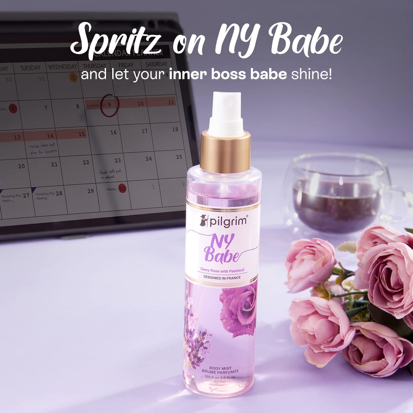 Pilgrim NY Babe Body Mist Cream (Rose With Patchouli) | Long-Lasting Fragrance for Women | Dewy Rose & Bold Patchouli | Designed in France | 150 ml