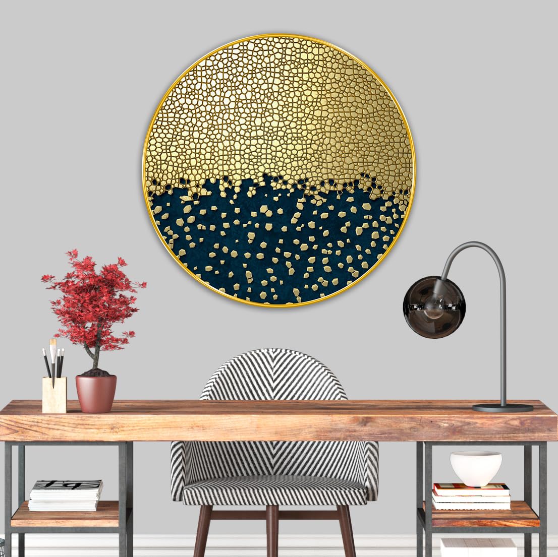 Abstract modern art Premium Sparkle lamination Golden Slim Frame 50.8 cm x 50.8 cm Large Size, For Home/Office/Hotel painting GRL113