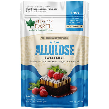 Bliss of Earth Allulose Sweetener 100gm Zero Calorie Keto Sweetener | Natural Sugar Substitute | Zero Glycemic Allulose Powder | Non-GMO, Vegan | Ideal for Baking & Beverages