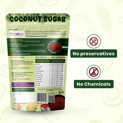 Chewboo Coconut Sugar 300g | Natural Sweetener Alternative to Refined Sugar | Less Processed | No Preservatives | For Tea, Coffee & Baking | 100% Pure