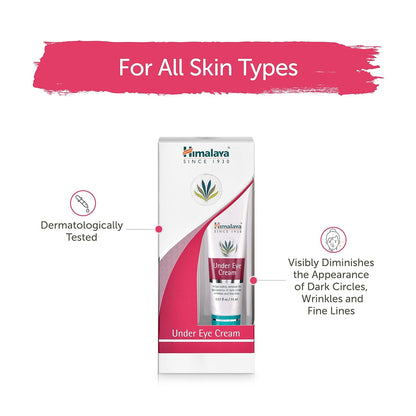 Himalaya Under Eye Cream packaging with text on a white background