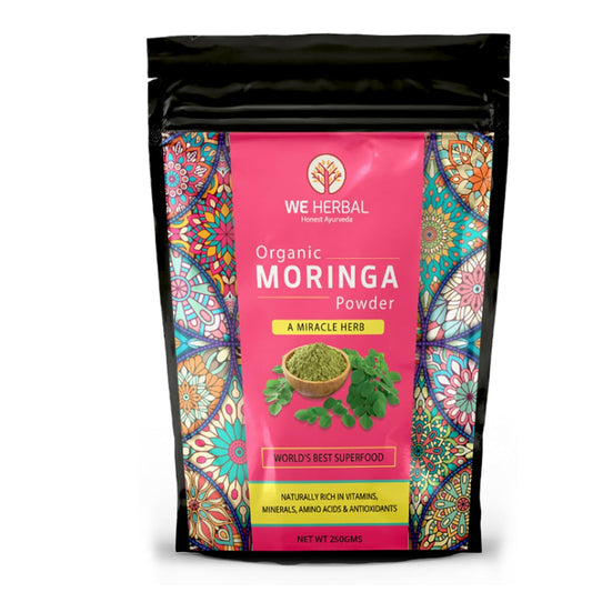 WE HERBAL Organic Moringa Powder 250gm, Natural Drumstick Leaf Powder, Helps Reduce Bad Cholesterol, Rich in Vitamins Minerals and anti-oxidants, improves digestion and metabolism , Supports Immunity, increase Energy levels and Overall Wellness