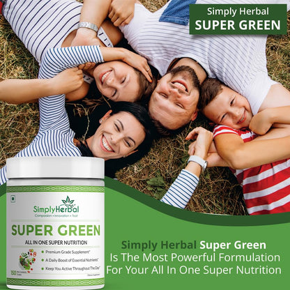 Simply Herbal Super Greens & Herbs Mix – Detox & Digestive Support with Spirulina, Amla, Chlorella & Antioxidants – 150g