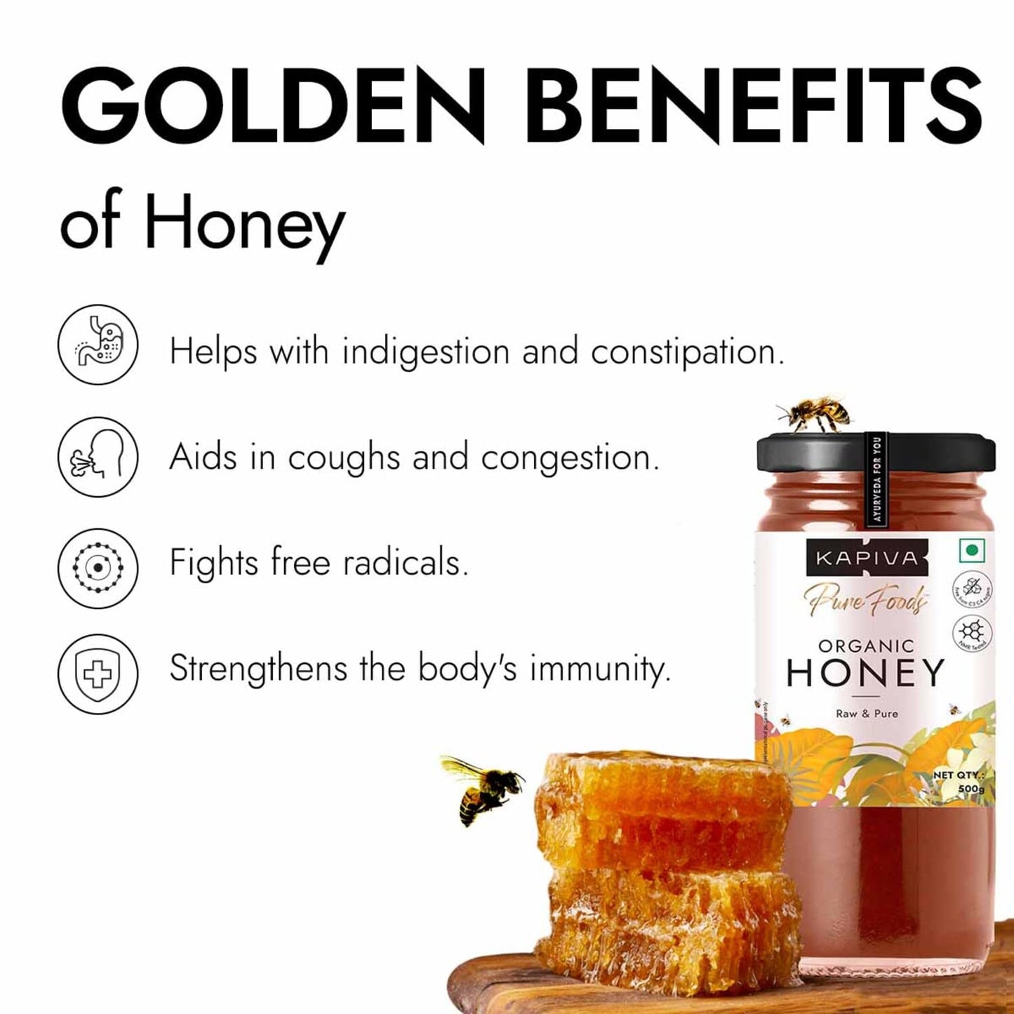 Kapiva Organic Honey 250g | 100% Natural & Organic | Strengthens Immunity & Aids Digestion