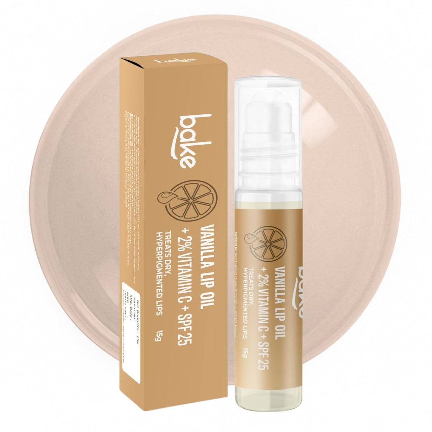 BAKE 2% Kojic Acid Lavender Brightening Lip Balm Oil for Dark & Pigmented Lips with SPF 50 PA++++ with Alpha Arbutin - 15g