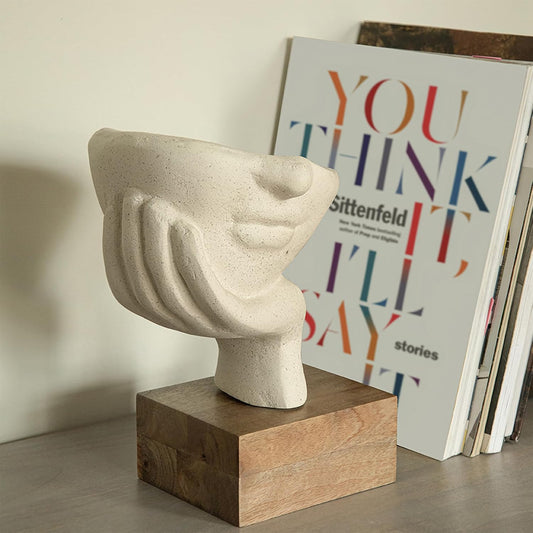 Ellementry Restive Face Ecomix Sculpture 32 cm Tall, Home Décor Showpiece Figurine for Living Room & Office, Modern Asthetic Tabletop Decorative Accent, Unique Gift Item for Shelf Decoration
