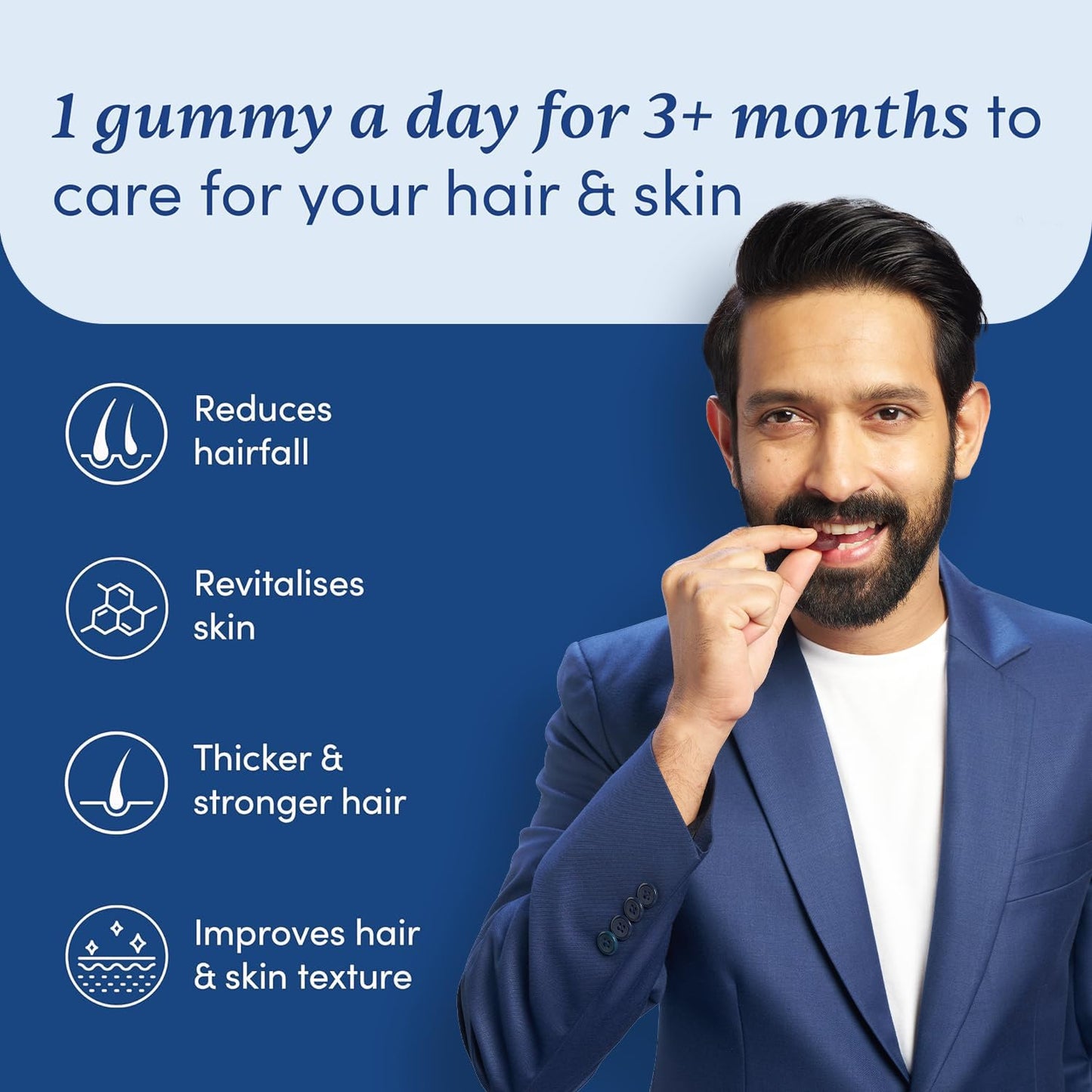Man Matters Biotin Hair Gummies (30N) | No Added Sugar | With Biotin, DHT Blockers, Vitamin A, C, E, Zinc & Fibre | For Healthy & Strong Hair | Strawberry Flavour | 100% Veg & Gut Friendly