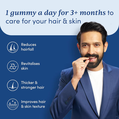 Man Matters Biotin Hair Gummies (30N) | No Added Sugar | With Biotin, DHT Blockers, Vitamin A, C, E, Zinc & Fibre | For Healthy & Strong Hair | Strawberry Flavour | 100% Veg & Gut Friendly