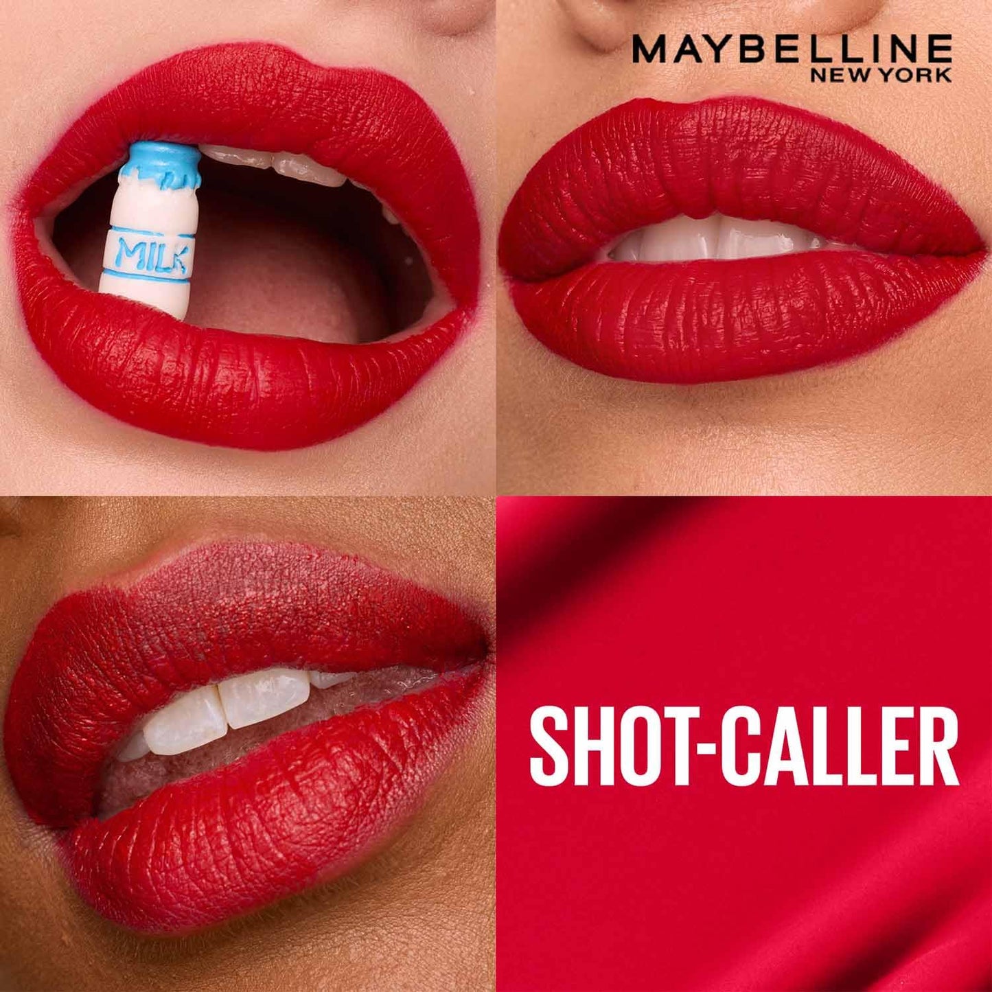 Maybelline New York Superstay Matte Ink Liquid Lipstick, Shot Caller | No budge bold color for 16H | Transferproof, Waterproof, Foodproof | Brown skin friendly