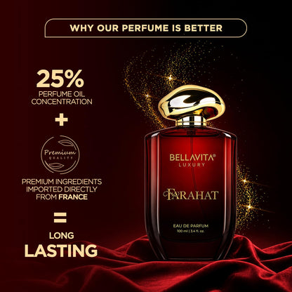 BELLAVITA FARAHAT | Dubai Crafted | Perfume For Man | 100ml | 25% Perfume Oil Concentration | Oud, Saffron, Patchouli & Musk | Premium Long Lasting Fragrance
