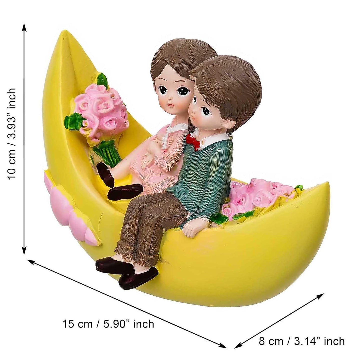 eCraftIndia Romantic Couple Showpiece Sitting on Boat | Valentine Gift for Girlfriend Boyfriend Husband Wife Special Love Her Him | Valentine Day Decoration Items