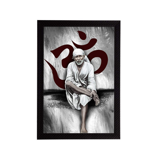Wood Sai Baba Satin Matt Texture Uv Art Painting(Grey), 9.84 Inch