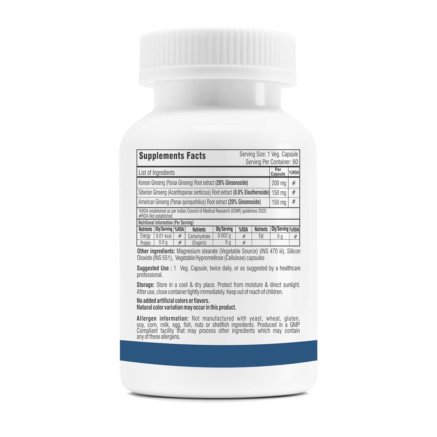Supplement bottle with label on a white background