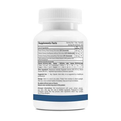 Supplement bottle with label on a white background