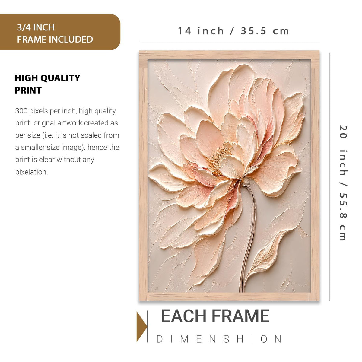 Floral Art Home Decoration Painting | Floral Painting With Frame For Living Room Bed Room Hotel Wall Decor Digital Reprint (14X20 inch)