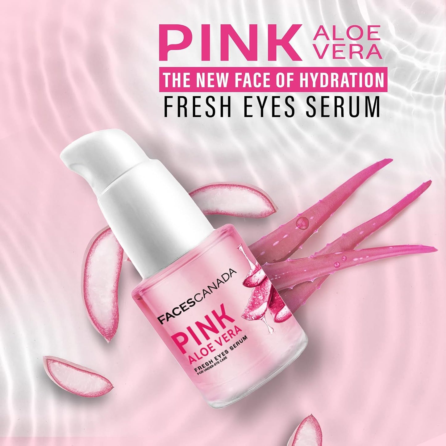 FACESCANADA Pink Aloe Vera Fresh Eyes Serum For Under-Eye Care, 15ml | Squalene, Witch Hazel & Quinoa Extracts | Anti-Ageing, Brightening & Intense Hydration | Helps Reduce Puffy Eyes & Dark Circles