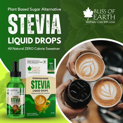 Bliss of Earth Stevia Liquid Drops Sugar free Zero Calorie Diabetic and Keto Friendly Sugar Substitute Glycerin Free 99.8% REB Glass Bottle Pack 30ml