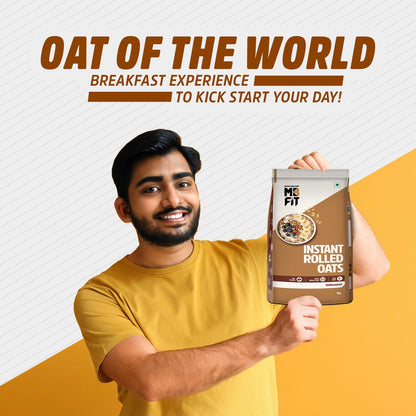 MuscleBlaze Fit Instant Oats (Unflavoured, 1kg) | 12g Protein | 100% Rolled Oats, Breakfast Cereals for Weight Management
