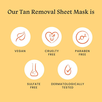 Foxtale Tan Removal Sheet Mask with Vitamin C and Papaya for Tan Removal, Men & Women, 26g