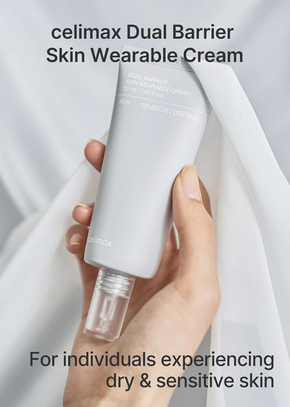 Celimax Dual Barrier Skin Wearable Cream (50ml) | 72H Hydration Barrier Repair | 5 Ceramides Hyaluronic Acid | Soothes Redness Irritation | Derma-Tested, Paraben-Free | Korean Skincare for Dry Sensitive Skin