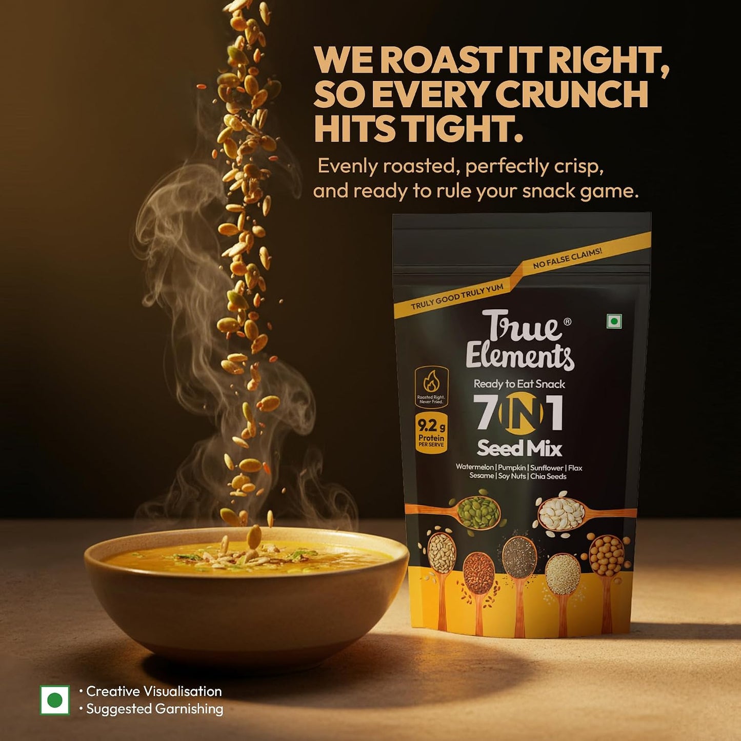 True Elements 7 in 1 Seeds Mix 500g | High Protein Blend | Diet Snack | Roasted Seeds